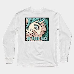 In Your Face Anime Stickers Long Sleeve T-Shirt